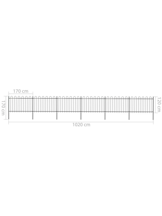 Puutarha-aita kaarikärjillä 10,2x1,2 m teräs musta