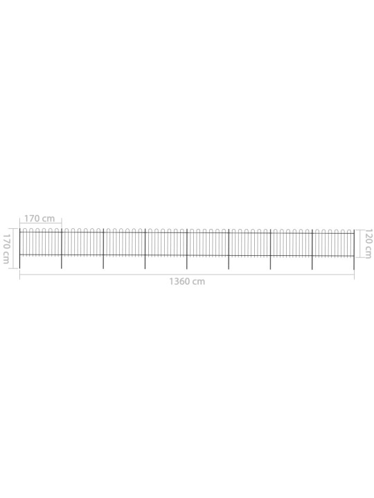 Puutarha-aita kaarikärjillä 13,6x1,2 m teräs musta