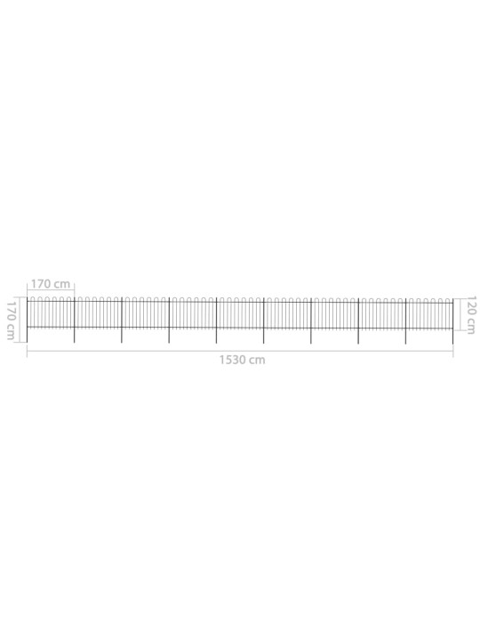 Puutarha-aita kaarikärjillä 15,3x1,2 m teräs musta
