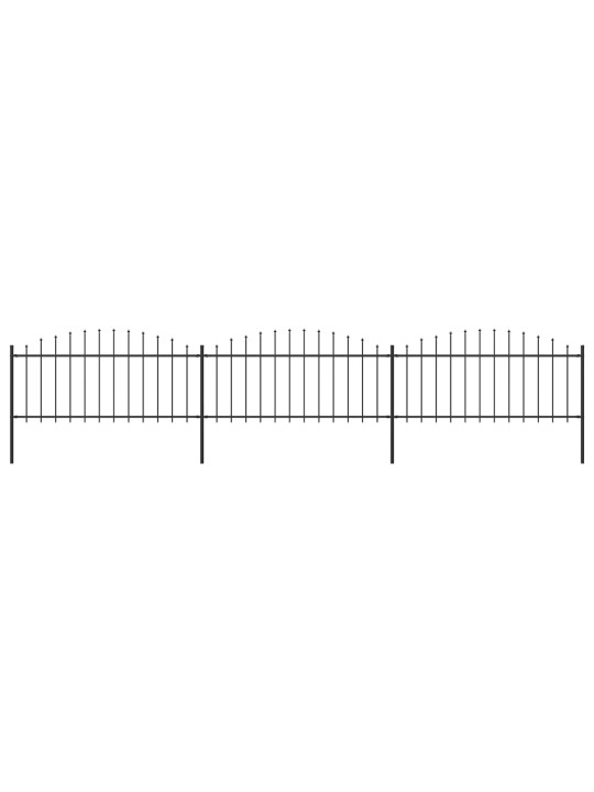 Puutarha-aita keihäskärjillä teräs (0,5-0,75)x5,1 m musta