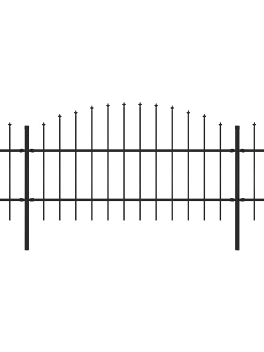 Puutarha-aita keihäskärjillä teräs (0,75-1)x11,9 m musta