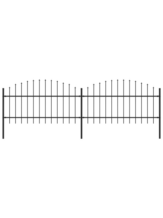 Puutarha-aita keihäskärjillä teräs (1-1,25)x3,4 m musta