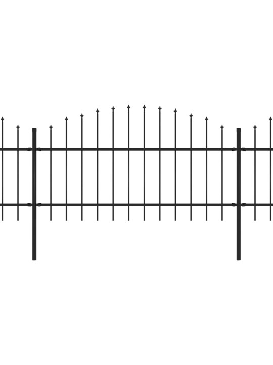 Puutarha-aita keihäskärjillä teräs (1-1,25)x3,4 m musta