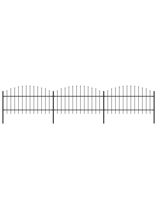 Puutarha-aita keihäskärjillä teräs (1-1,25)x5,1 m musta