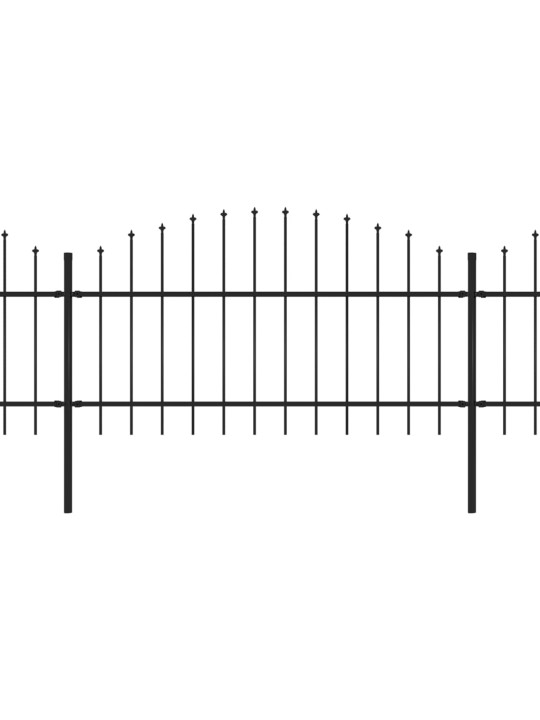 Puutarha-aita keihäskärjillä teräs (1-1,25)x10,2 m musta