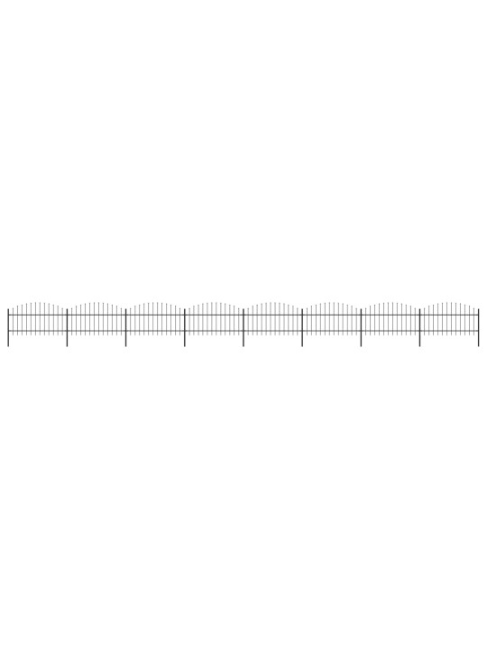Puutarha-aita keihäskärjillä teräs (1-1,25)x13,6 m musta