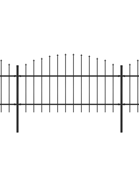 Puutarha-aita keihäskärjillä teräs (1-1,25)x13,6 m musta