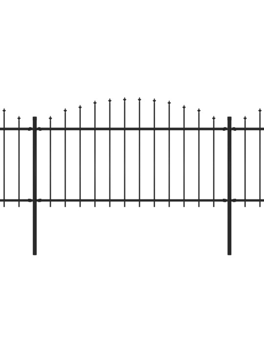 Puutarha-aita keihäskärjillä teräs (1,25-1,5)x3,4 m musta