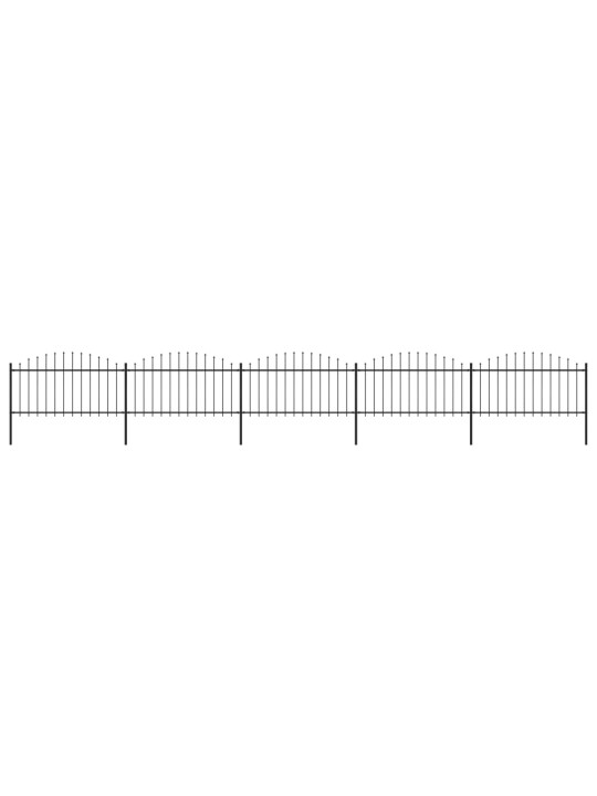 Puutarha-aita keihäskärjillä teräs (1,25-1,5)x8,5 m musta