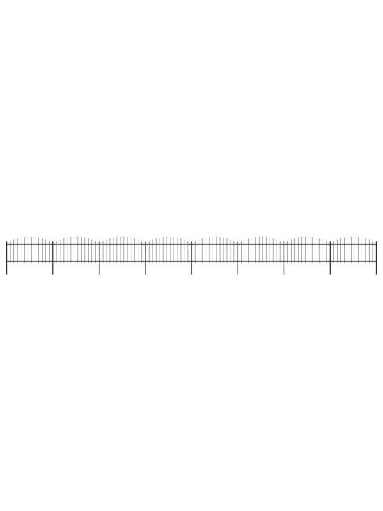 Puutarha-aita keihäskärjillä teräs (1,25-1,5)x13,6 m musta