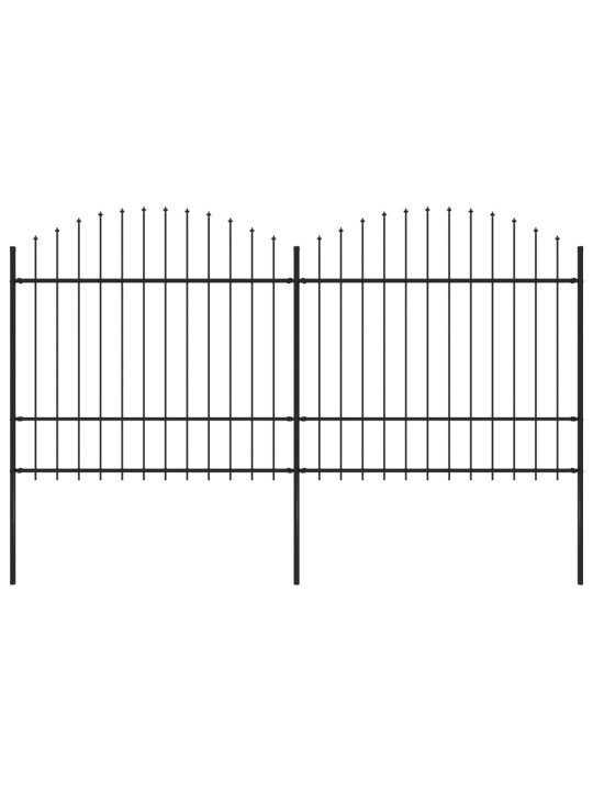 Puutarha-aita keihäskärjillä teräs (1,5-1,75)x3,4 m musta