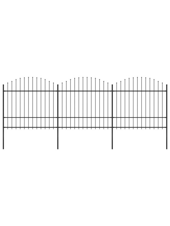 Puutarha-aita keihäskärjillä teräs (1,5-1,75)x5,1 m musta