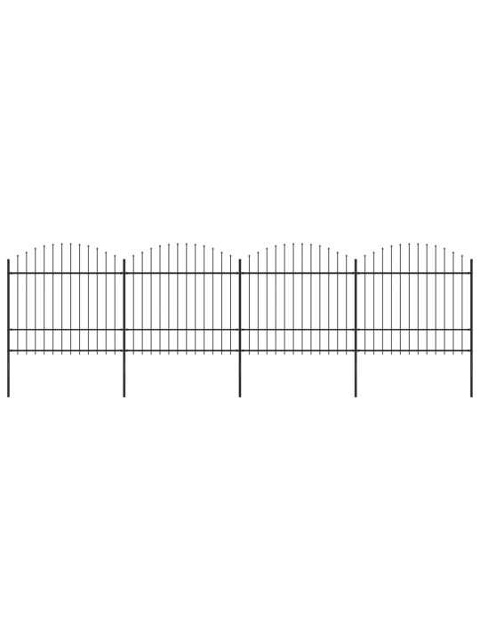 Puutarha-aita keihäskärjillä teräs (1,5-1,75)x6,8 m musta