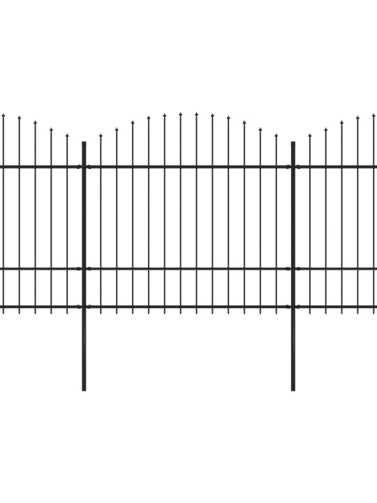 Puutarha-aita keihäskärjillä teräs (1,5-1,75)x13,6 m musta