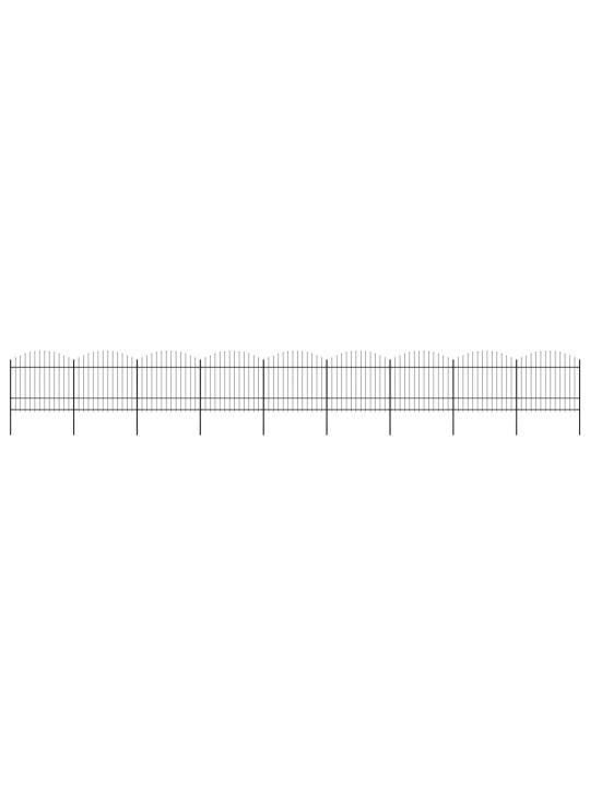 Puutarha-aita keihäskärjillä teräs (1,5-1,75)x15,3 m musta