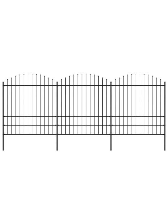 Puutarha-aita keihäskärjillä teräs (1,75-2)x5,1 m musta