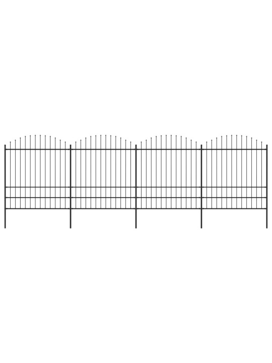 Puutarha-aita keihäskärjillä teräs (1,75-2)x6,8 m musta