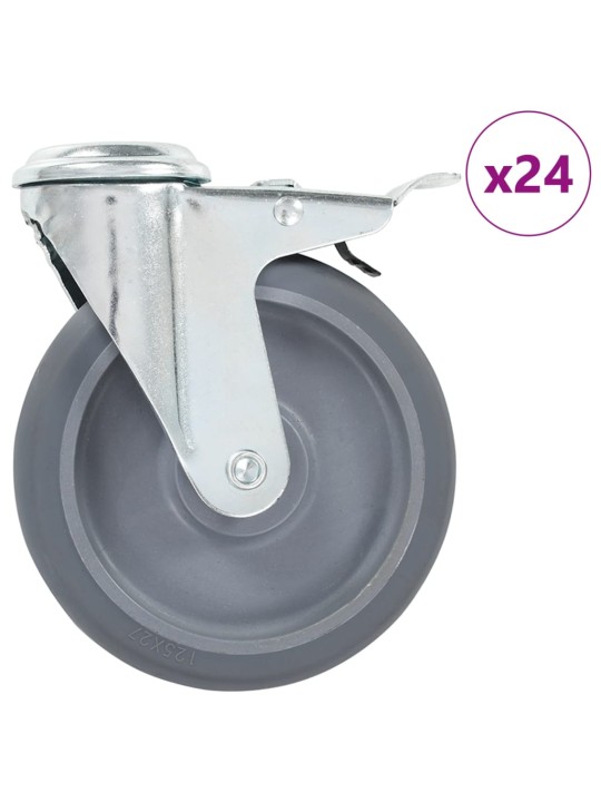 Rullapyörät pultinrei´illä 24 kpl 125 mm