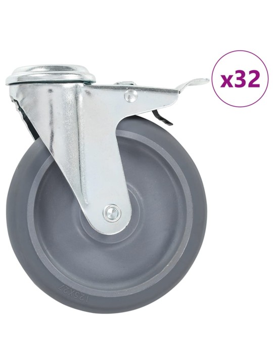 Rullapyörät pultinrei´illä 32 kpl 125 mm