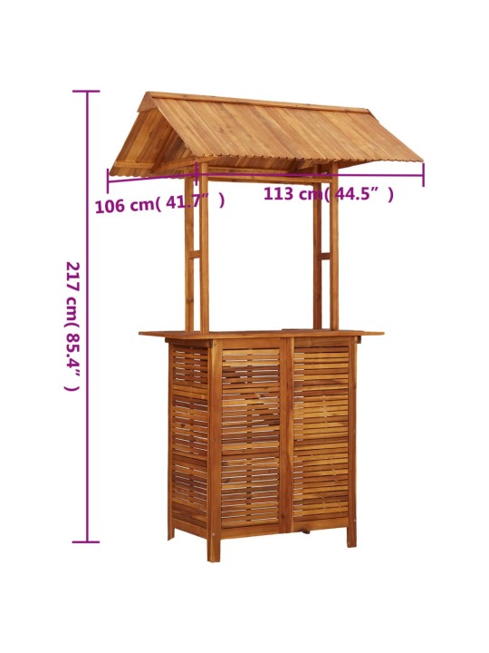 Ulkobaaripöytä katoksella 113x106x217 cm täysi akaasiapuu