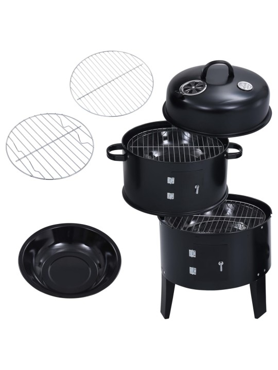 3-in-1 hiilisavustin BBQ-grilli 40x80 cm