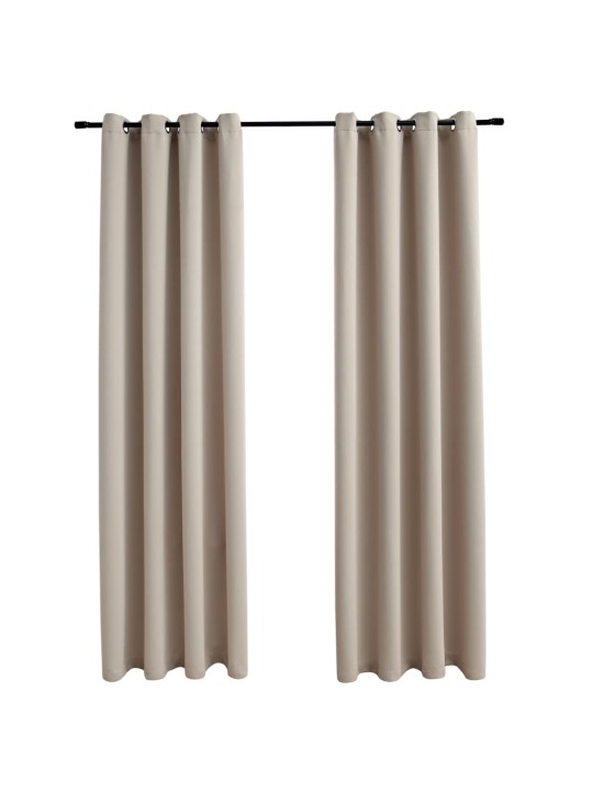 Pimennysverhot metallirenkailla 2 kpl beige 140x175 cm