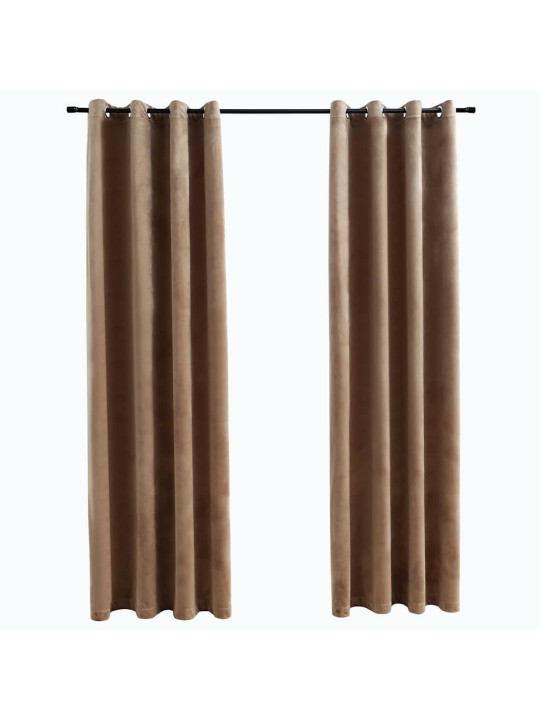Pimennysverhot renkailla 2 kpl sametti beige 140x245 cm
