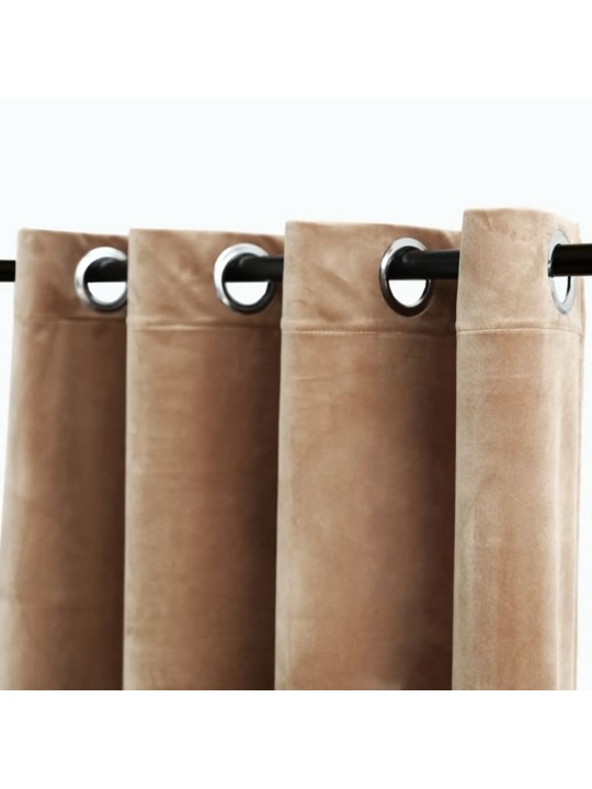 Pimennysverhot renkailla 2 kpl sametti beige 140x245 cm