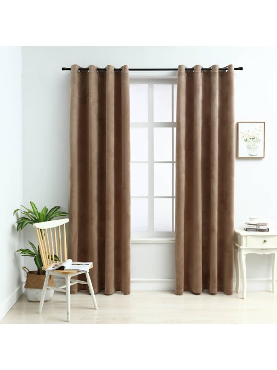 Pimennysverhot renkailla 2 kpl sametti beige 140x245 cm