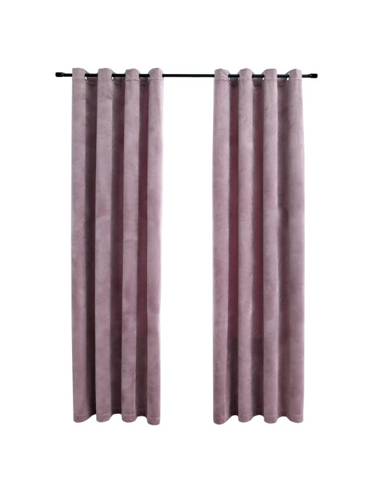 Pimennysverhot renkailla 2 kpl sametti pinkki 140x175 cm