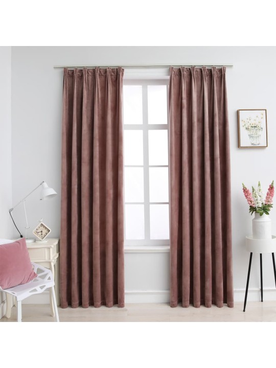 Pimennysverhot koukuilla 2 kpl sametti pinkki 140x175 cm