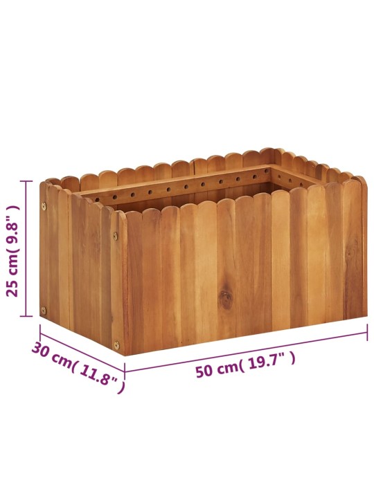 Puutarhan korotettu kukkalaatikko 50x30x25 cm täysi akaasiapuu