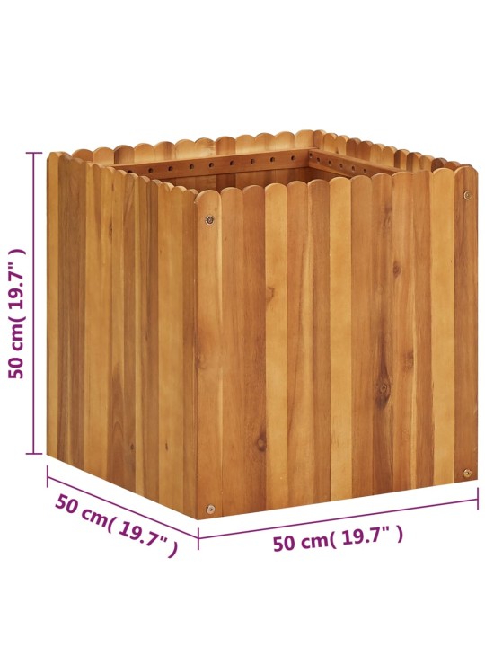 Puutarhan korotettu kukkalaatikko 50x50x50 cm täysi akaasiapuu