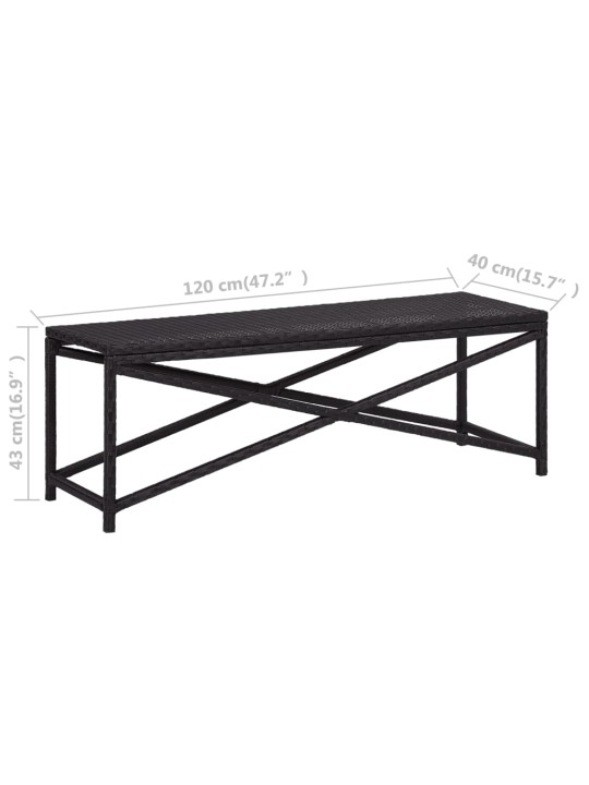 Puutarhapenkki 120 cm polyrottinki musta