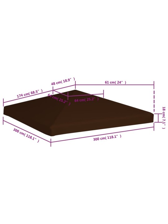 Huvimajan katto 310 g / m² 3x3 m ruskea