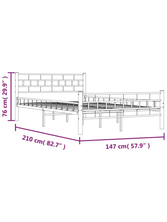 Sängynrunko musta teräs 140x200 cm