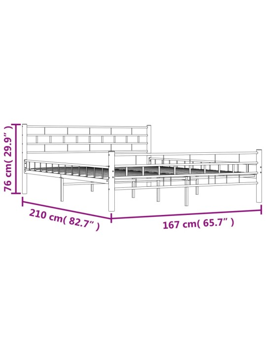 Sängynrunko musta teräs 160x200 cm
