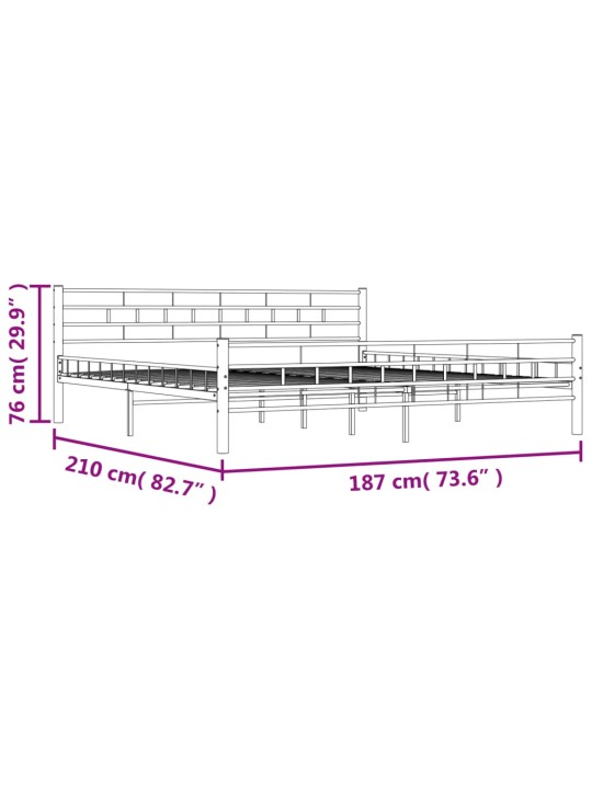 Sängynrunko musta teräs 180x200 cm