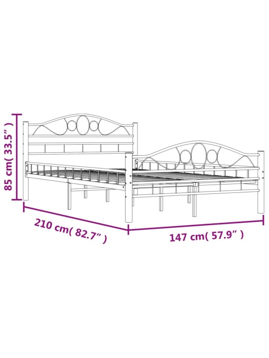 Sängynrunko musta teräs 140x200 cm