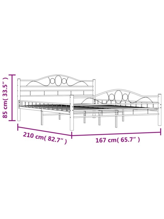 Sängynrunko musta teräs 160x200 cm