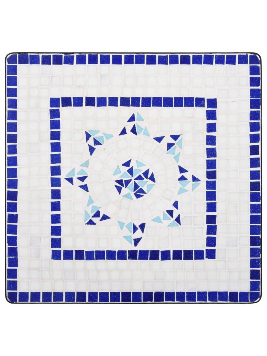Mosaiikkibistropöytä sininen ja valkoinen 60 cm keramiikka