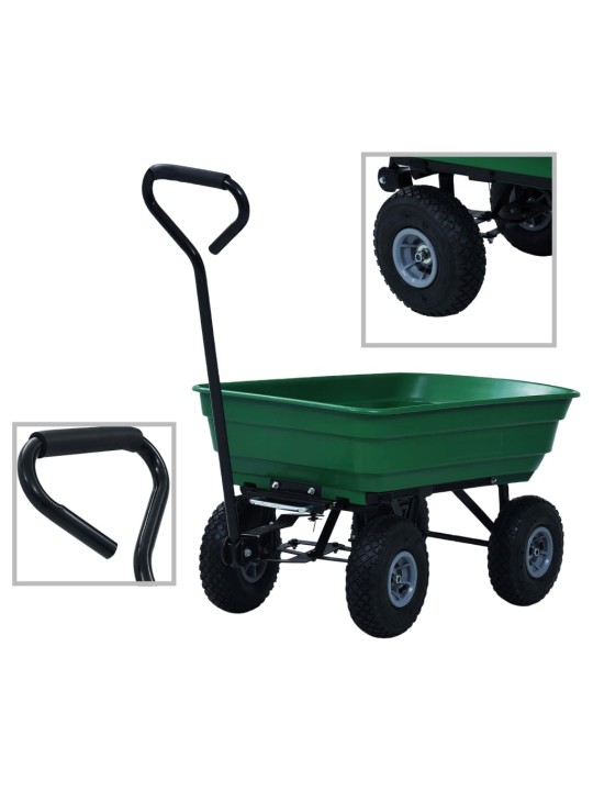 Puutarhan kippikärry 300 kg 75 l vihreä