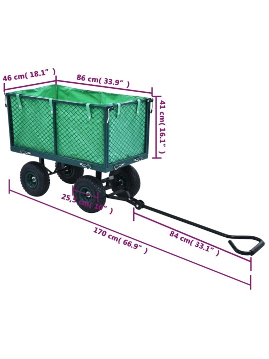 Puutarhan vetokärry vihreä 350 kg