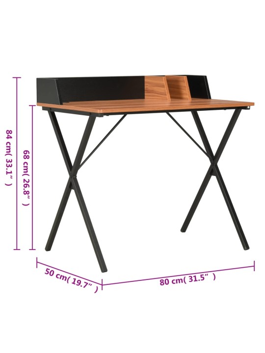 Työpöytä musta ja ruskea 80x50x84 cm