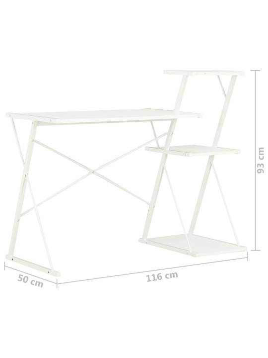 Työpöytä hyllyllä valkoinen 116x50x93 cm
