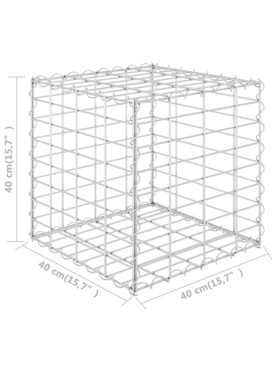 Korotettu kivikori/kukkalaatikko teräslanka 40x40x40 cm