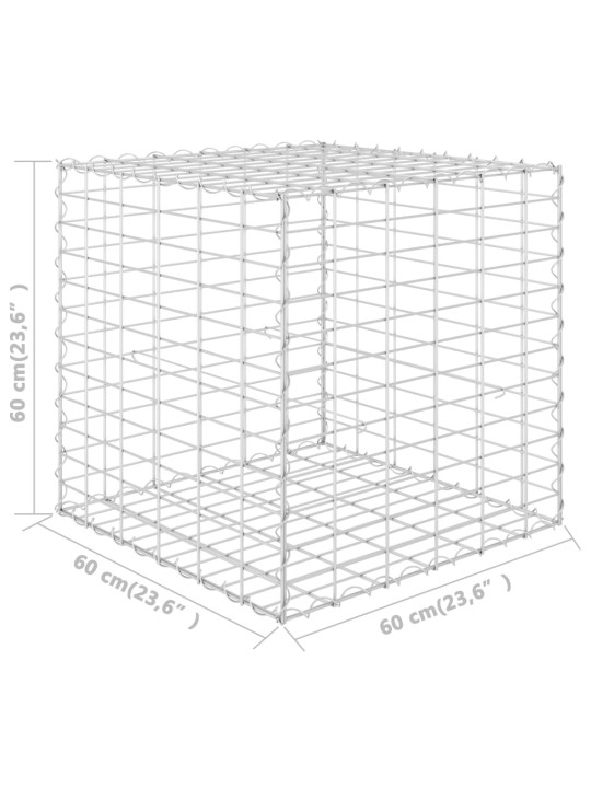 Korotettu kivikori/kukkalaatikko teräslanka 60x60x60 cm