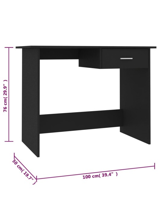 Työpöytä musta 100x50x76 cm lastulevy