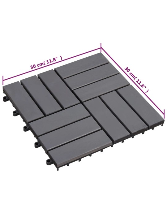 Terassilaatat 10 kpl harmaa laveeraus 30x30 cm täysi akaasiapuu