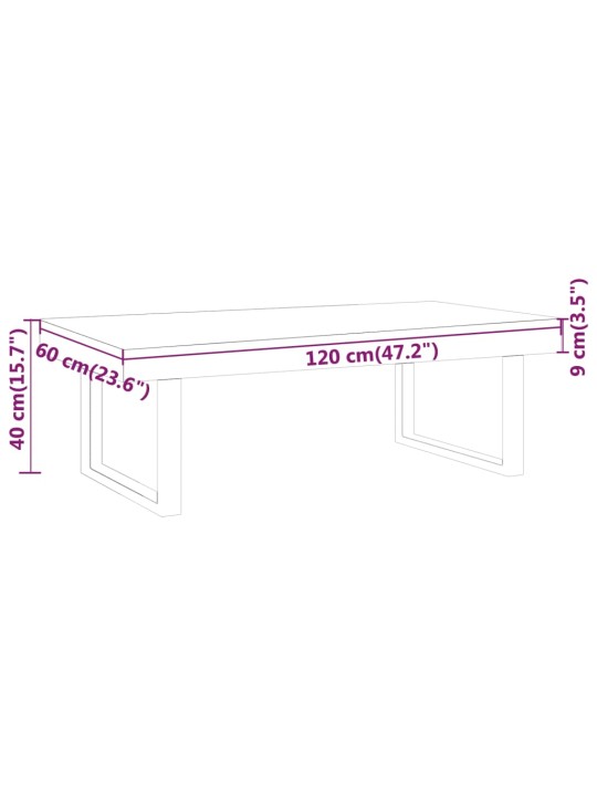 Sohvapöytä vaaleanruskea ja musta 120x60x40 cm MDF ja rauta